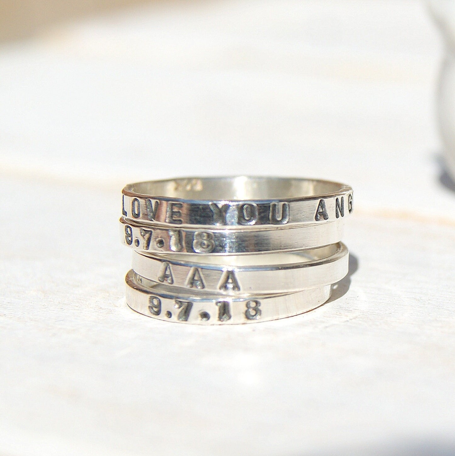 Personalised Ring, Sterling Silver Ring, Hand Stamped Name Ring, Mother's Day Gift