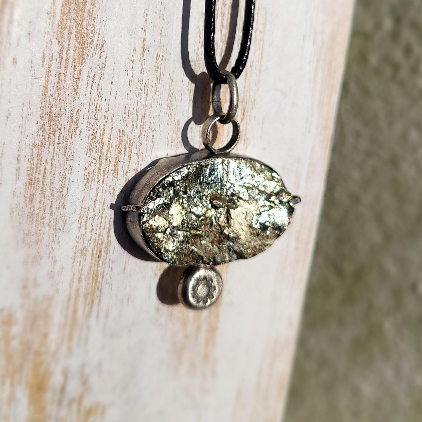 Raw Druzy Pyrite Necklace, One of a Kind Pendant,