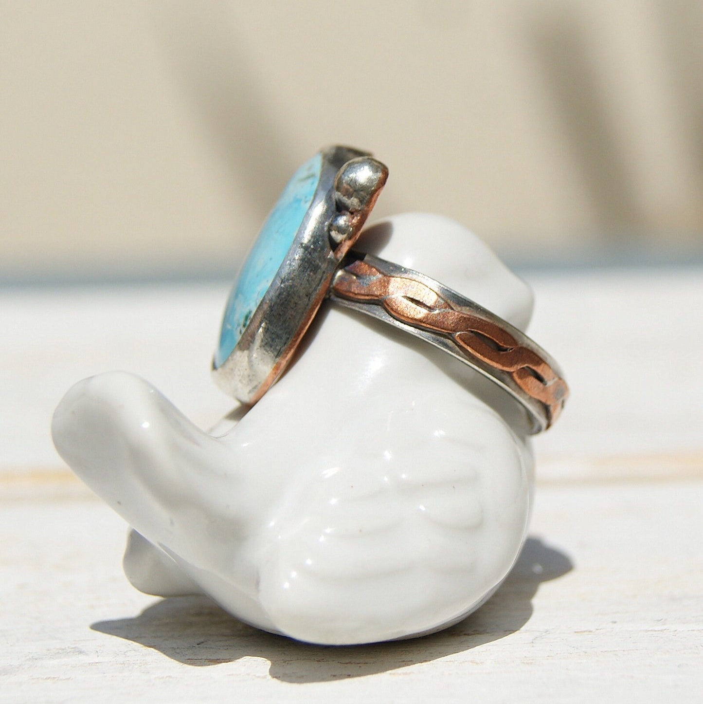 Turquoise Rustic Ring, December Birthstone Ring, Large Gypsy Rings