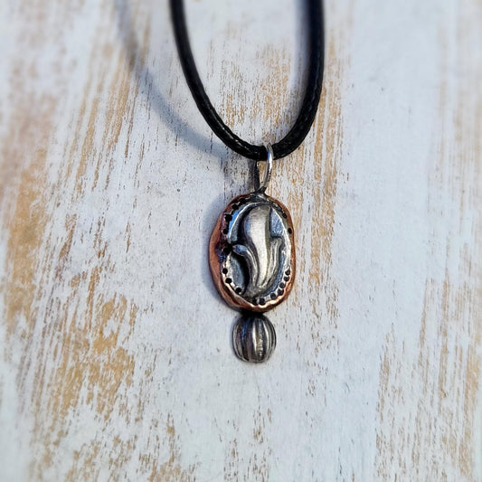 Silver and Copper Floral Pendant